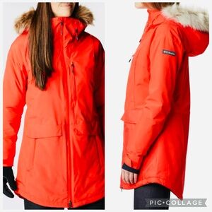 Columbia Women’s Orange Mount Bindo Hooded Full Zip Insulated Logo Jackets XS